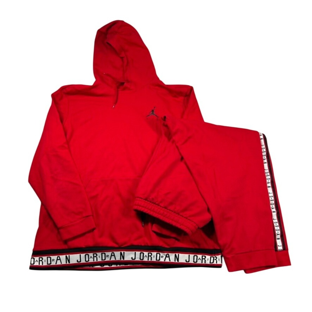 Air Jordan Sweatsuit Set Mens 3xl Jumpman Fleece Red Side Tape Retro Hip Hop